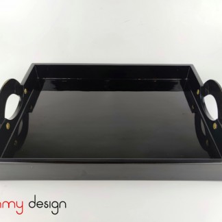 Black rectangle lacquer tray attached with horn handles 30*40 cm